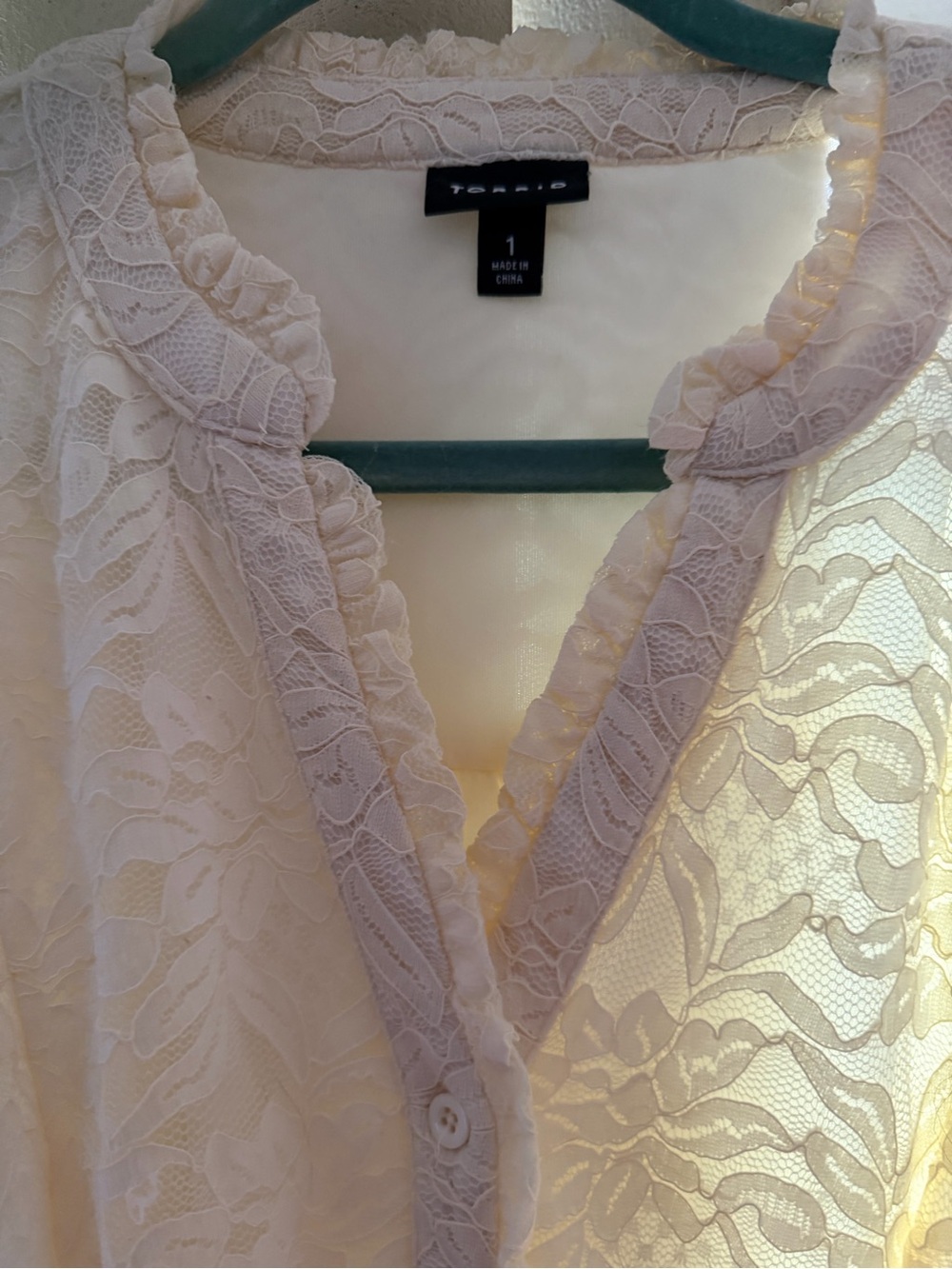 torrid Ivory Lace Ruffle-Trim Chemise Blouse